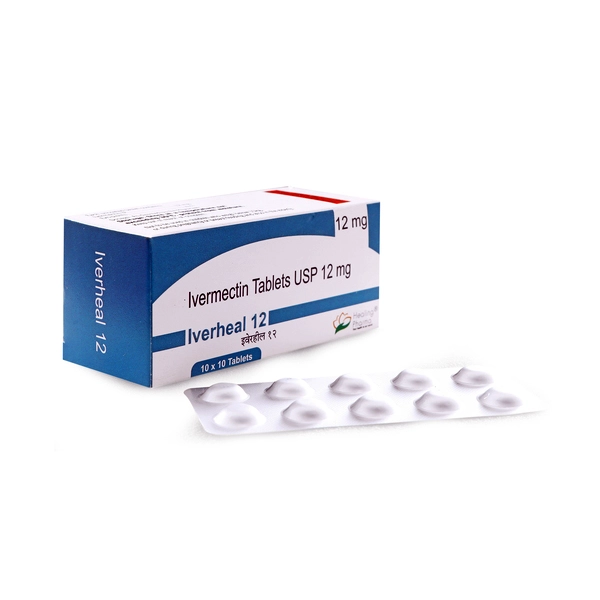 Home 1 Iverheal 12 mg tablets containing 12mg Ivermectin used to treat parasitic infections like scabies, strongyloidiasis, and intestinal worms.